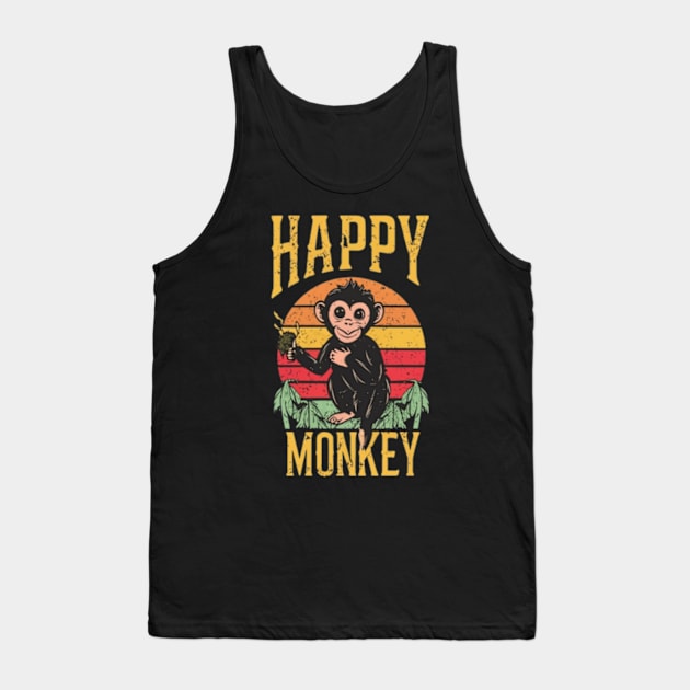 Happy Monkey Tank Top by TshirtMA